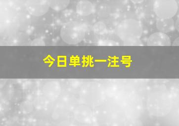 今日单挑一注号