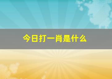 今日打一肖是什么