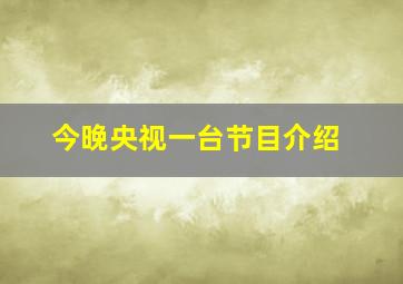 今晚央视一台节目介绍