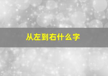 从左到右什么字