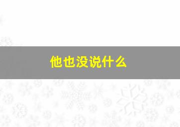 他也没说什么