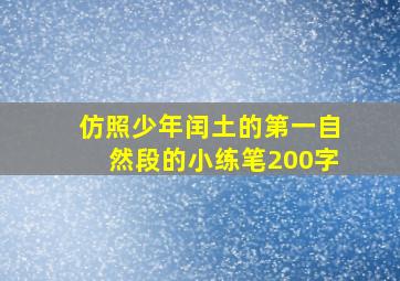 仿照少年闰土的第一自然段的小练笔200字