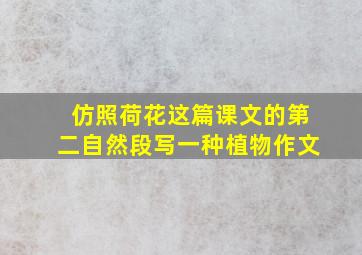 仿照荷花这篇课文的第二自然段写一种植物作文