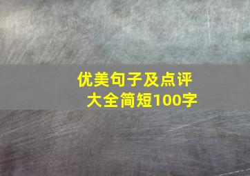 优美句子及点评大全简短100字