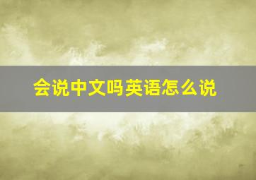 会说中文吗英语怎么说