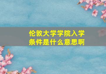 伦敦大学学院入学条件是什么意思啊