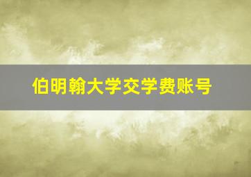 伯明翰大学交学费账号