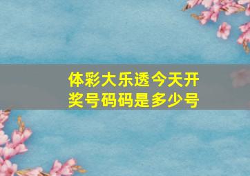 体彩大乐透今天开奖号码码是多少号