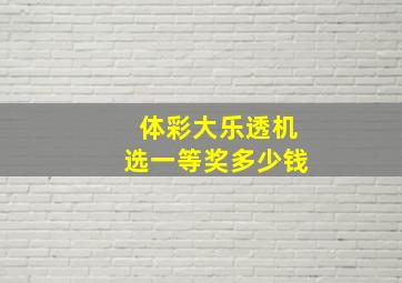 体彩大乐透机选一等奖多少钱