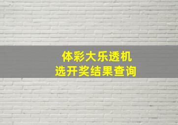 体彩大乐透机选开奖结果查询