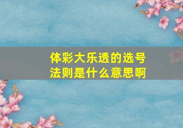 体彩大乐透的选号法则是什么意思啊