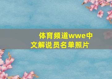 体育频道wwe中文解说员名单照片