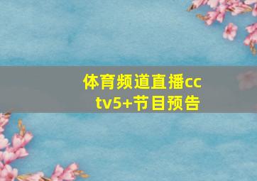 体育频道直播cctv5+节目预告