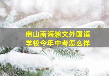 佛山南海瀚文外国语学校今年中考怎么样