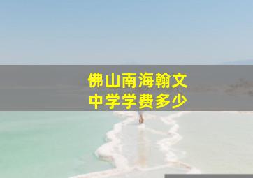 佛山南海翰文中学学费多少