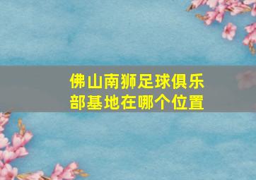 佛山南狮足球俱乐部基地在哪个位置