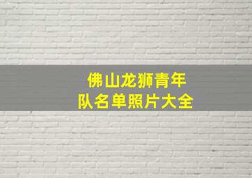 佛山龙狮青年队名单照片大全