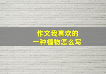 作文我喜欢的一种植物怎么写