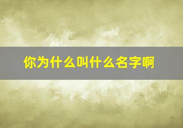 你为什么叫什么名字啊