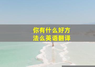 你有什么好方法么英语翻译