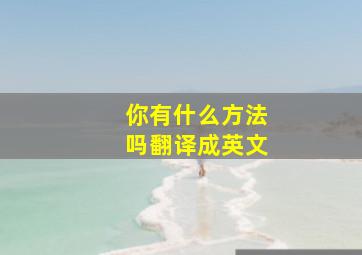 你有什么方法吗翻译成英文