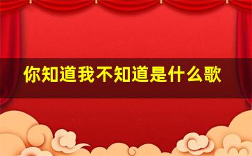 你知道我不知道是什么歌