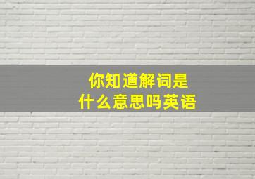 你知道解词是什么意思吗英语