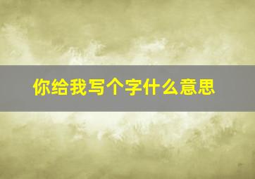 你给我写个字什么意思