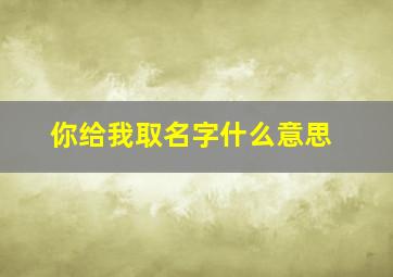 你给我取名字什么意思