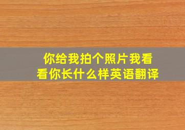 你给我拍个照片我看看你长什么样英语翻译