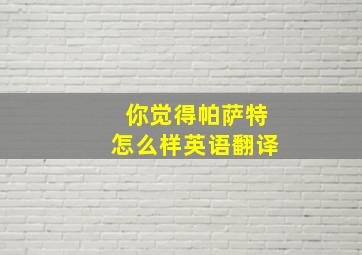 你觉得帕萨特怎么样英语翻译