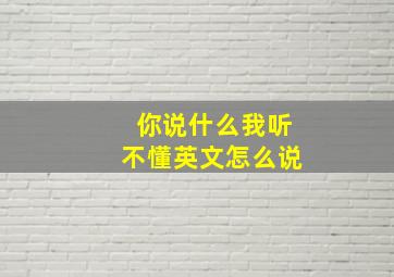 你说什么我听不懂英文怎么说