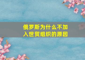 俄罗斯为什么不加入世贸组织的原因