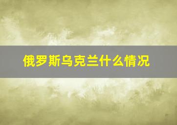 俄罗斯乌克兰什么情况