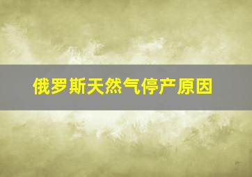 俄罗斯天然气停产原因