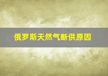 俄罗斯天然气断供原因