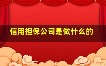 信用担保公司是做什么的