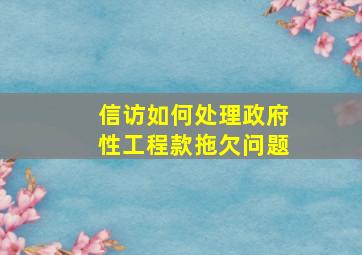 信访如何处理政府性工程款拖欠问题