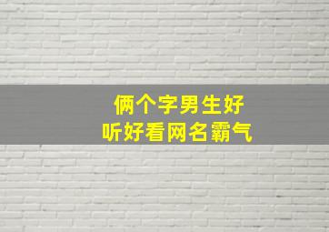 俩个字男生好听好看网名霸气