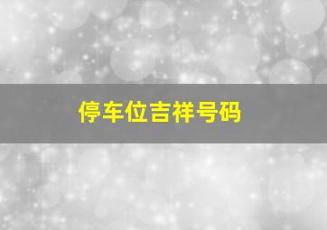 停车位吉祥号码