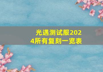 光遇测试服2024所有复刻一览表