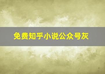 免费知乎小说公众号灰