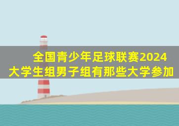 全国青少年足球联赛2024大学生组男子组有那些大学参加