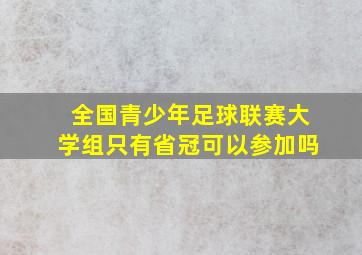 全国青少年足球联赛大学组只有省冠可以参加吗