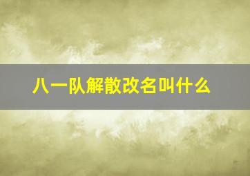 八一队解散改名叫什么