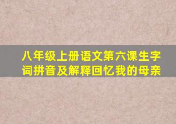 八年级上册语文第六课生字词拼音及解释回忆我的母亲