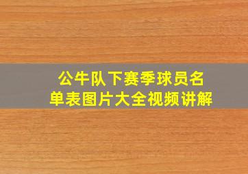 公牛队下赛季球员名单表图片大全视频讲解