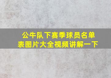 公牛队下赛季球员名单表图片大全视频讲解一下