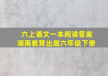 六上语文一本阅读答案湖南教育出版六年级下册