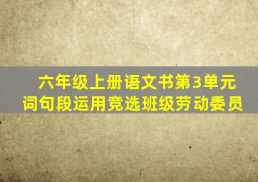 六年级上册语文书第3单元词句段运用竞选班级劳动委员